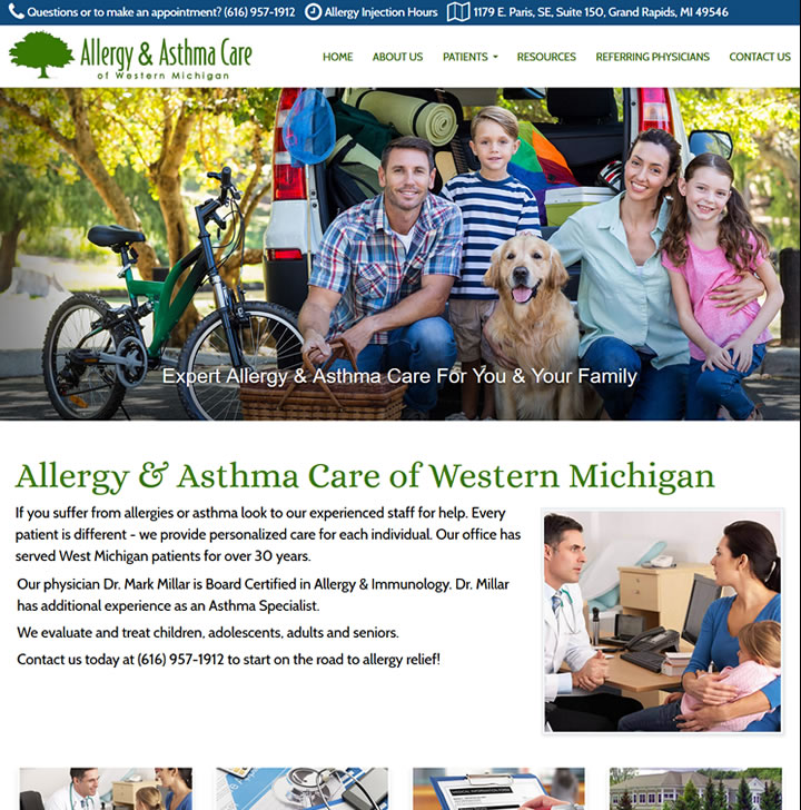 Medical website design for an asthma and allergy office located in Grand Rapids, MI