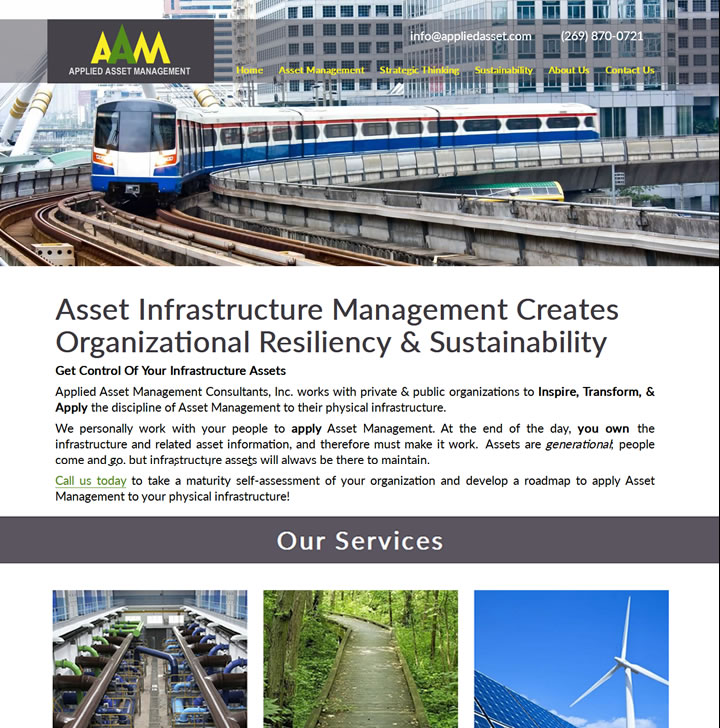 Professional website for Asset Infrastructure Management in Kalamazoo, MI