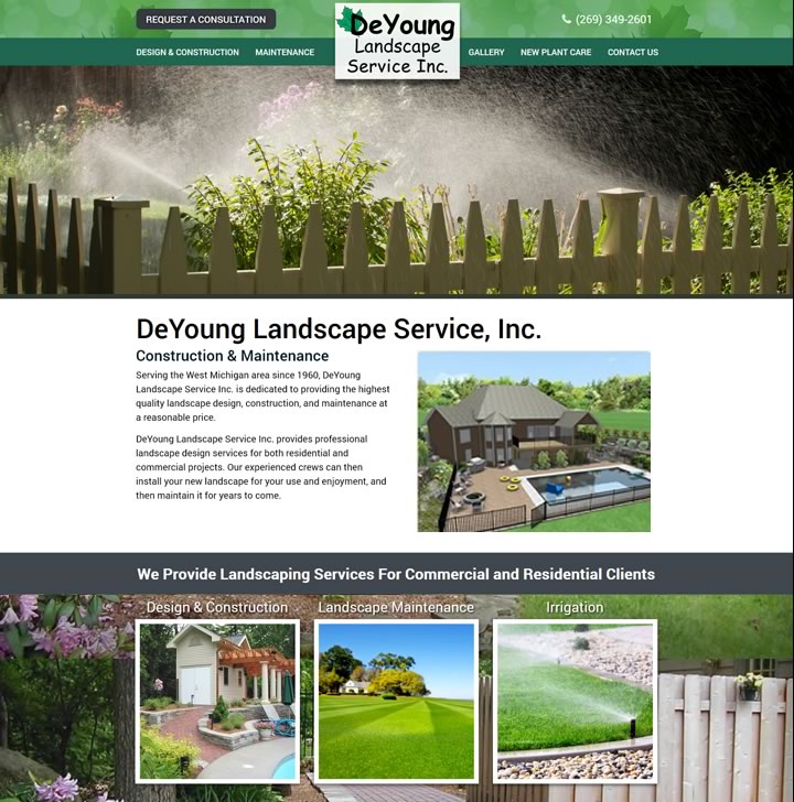 Web Site Design in Grand Rapids for landscaping services in Grand Rapids Michigan.