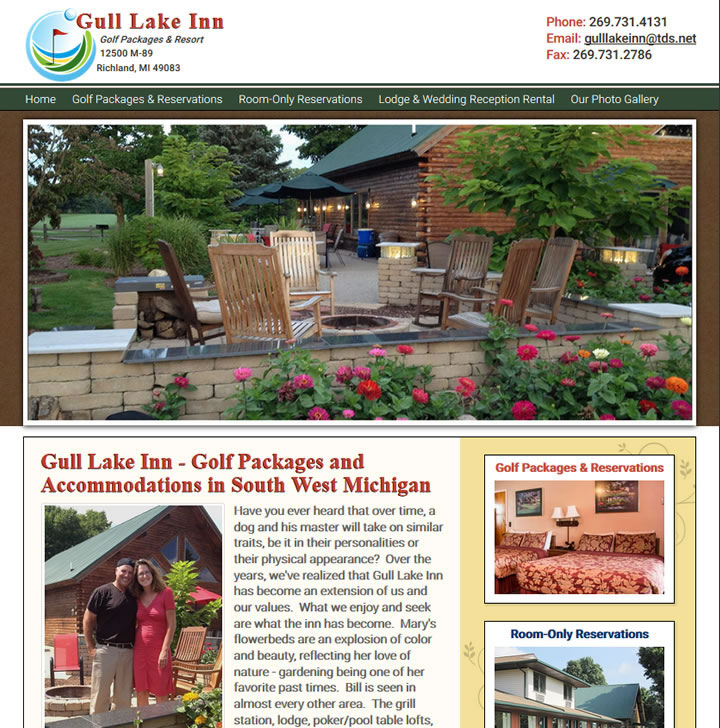 A fantastic hotel and resort website in Gull Lake Michigan.