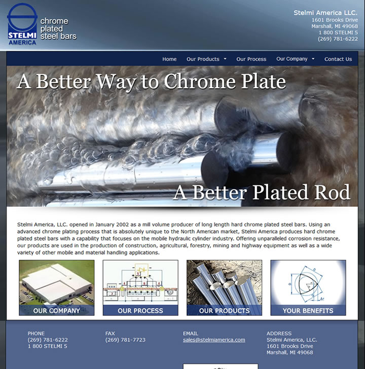 portfolio example of Web development for manufacturing company in Battle Creek, Michigan.